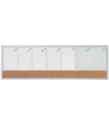 Nobo Planificador Semanal de Pizarra Magnetica Pequeña 585x190mm - Tira de Corcho - Almohadillas Adhesivas e Imanes - Gris