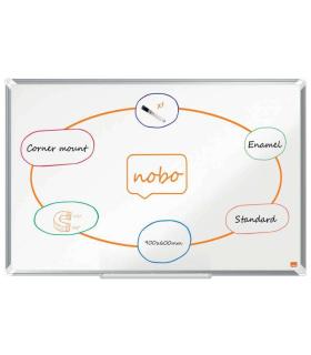 Nobo Premium Plus Pizarra Magnetica de Acero Vitrificado 900x600mm - Montaje en Esquinas - Superficie de Borrado Superior - Colo
