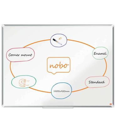 Nobo Premium Plus Pizarra Magnetica de Acero Vitrificado 1200x900mm - Montaje en Esquinas - Superficie de Borrado Superior - Col