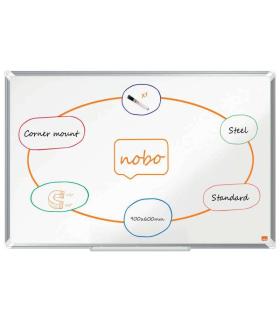 Nobo Premium Plus Pizarra Magnetica de Acero Lacado 900x600mm - Montaje en Esquinas - Superficie de Borrado Facil - Color Blanco