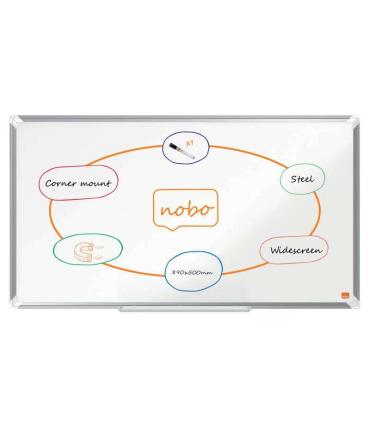 Nobo Premium Plus Pizarra Magnetica de Acero Lacado Panoramica 890x500mm - Montaje en Esquina - Blanco