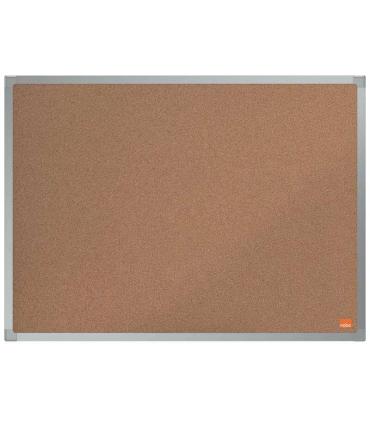 Nobo Essence Tablero de Anuncios de Corcho 600x450mm - Montaje en Esquinas - Superficie de Corcho - Marco de Aluminio Anodizado.
