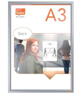 Nobo Porta Posters con Marco de Clip de Aluminio A3 - Elegante Marco Anodizado - Mecanismo de Clip de Ajuste a Presion - Superfi
