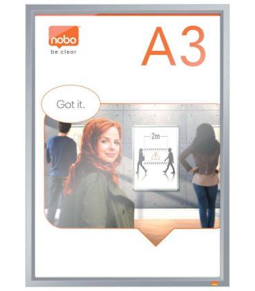 Nobo Porta Posters con Marco de Clip de Aluminio A3 - Elegante Marco Anodizado - Mecanismo de Clip de Ajuste a Presion - Superfi