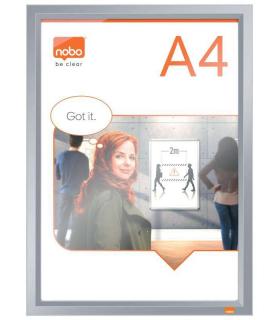 Nobo Porta Posters Clip Aluminio A4 - Marco Anodizado - Cambio Rapido y Sencillo - Blanco