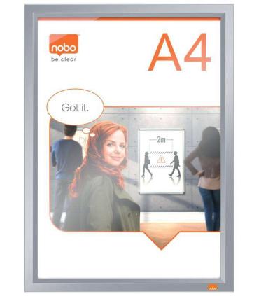 Nobo Porta Posters Clip Aluminio A4 - Marco Anodizado - Cambio Rapido y Sencillo - Blanco