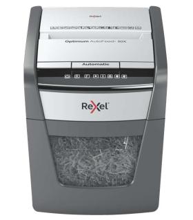 Rexel Optimum AutoFeed 50X Destructora Automatica de Corte en Particulas- 20L - Alimentacion Automatica 50 hojas - Ranura Manual