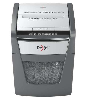 Rexel Optimum AutoFeed 50X Destructora Automatica de Corte en Particulas- 20L - Alimentacion Automatica 50 hojas - Ranura Manual
