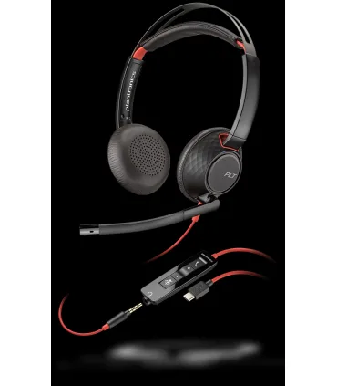 Plantronics Blackwire C5220 USB-C Auriculares con Microfono - Cancelacion de Ruido - Diadema Metalica Acolchada - Almohadillas..