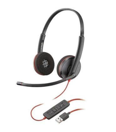 Plantronics Blackwire C3220 USB-A Auriculares con Microfono - Almohadillas Acolchadas - Controles en Cable - Color Negro