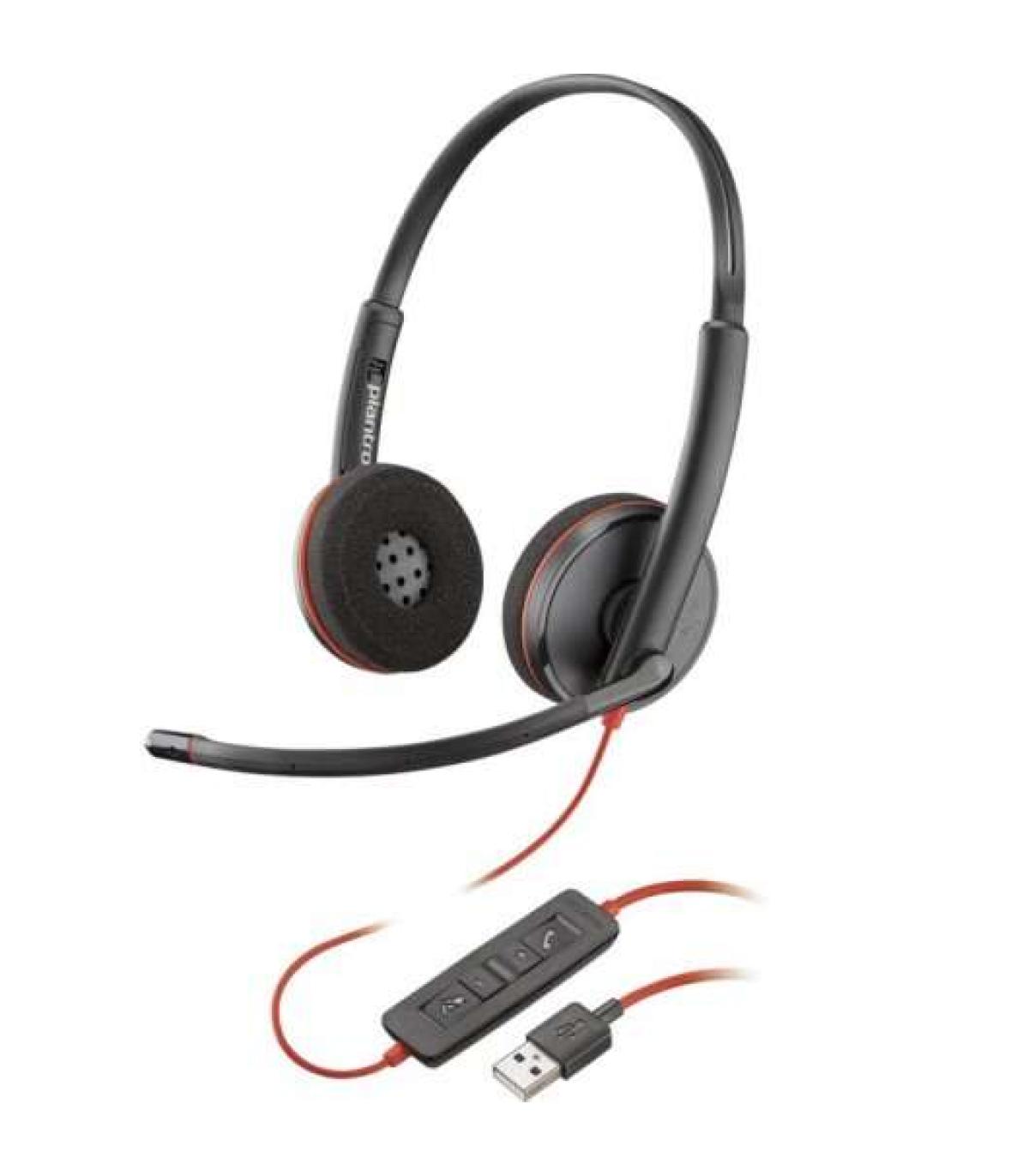Plantronics Blackwire C3220 USB-A Auriculares con Microfono - Almohadillas Acolchadas - Controles en Cable - Color Negro