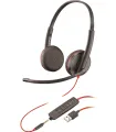 Plantronics Blackwire C3225 Auriculares con Microfono USB/Jack 3.5mm - Almohadillas Acolchadas - Controles en Cable - Color Negr