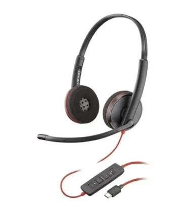 Plantronics Blackwire C3220 USB-C Auriculares con Microfono - Almohadillas Acolchadas - Controles en Cable - Color Negro