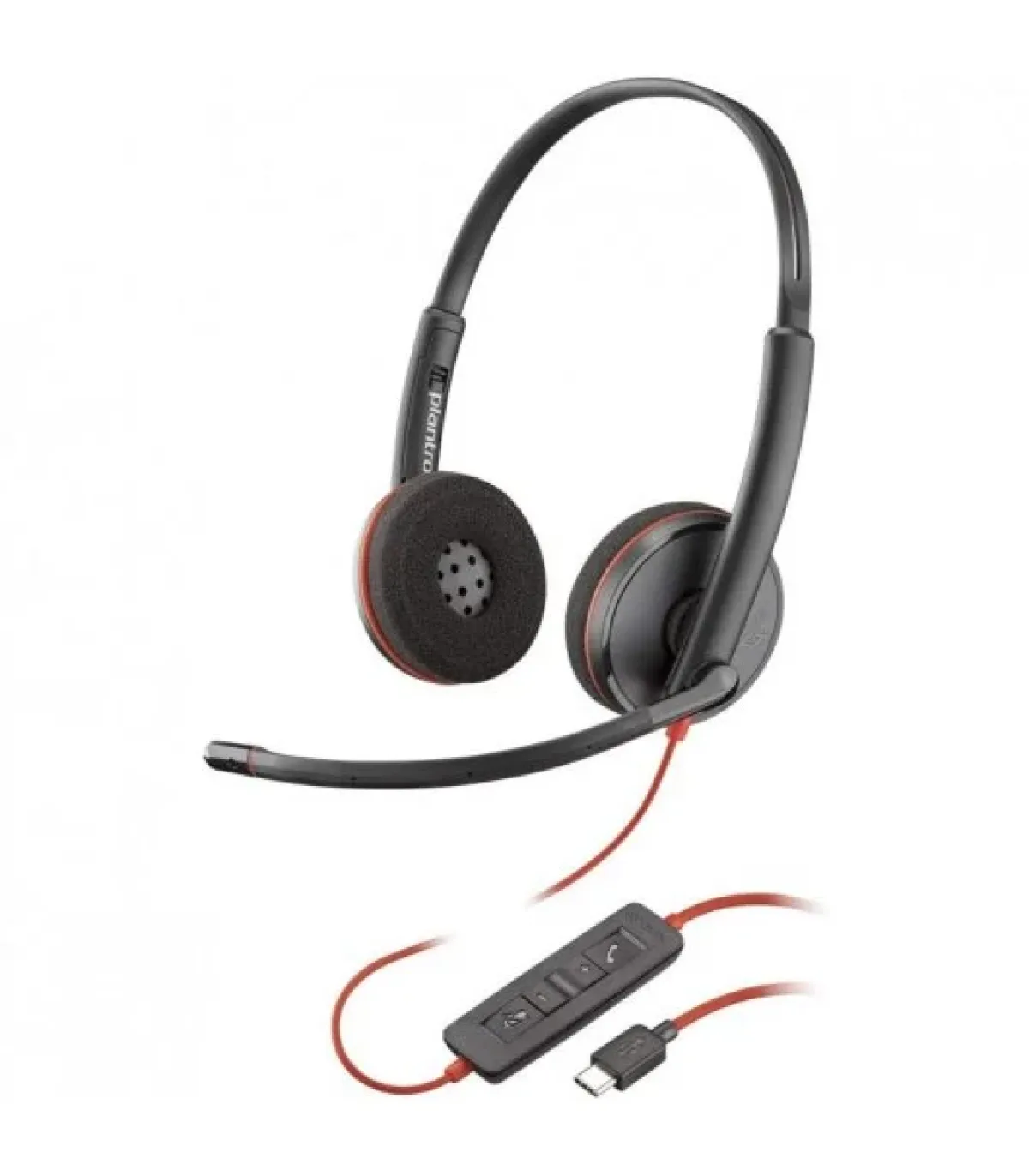 Plantronics Blackwire C3220 USB-C Auriculares con Microfono - Almohadillas Acolchadas - Controles en Cable - Color Negro