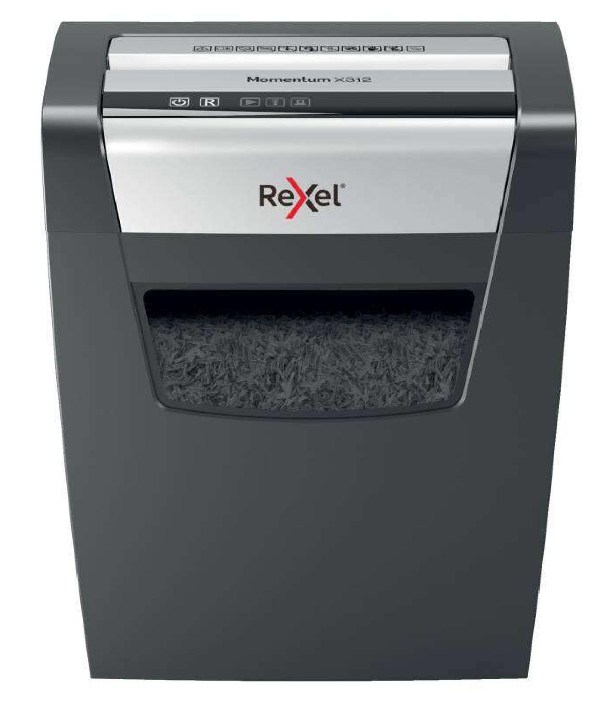 Rexel Momentum x312 Destructora de Papel - Corte Confeti 5x42mm - Funcionamiento Ininterrumpido 6 Minutos - Negro