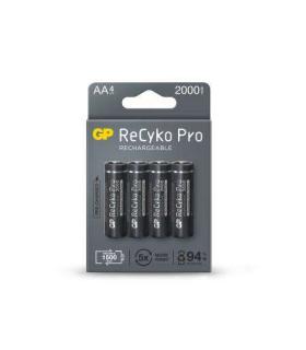 GP ReCyko Pro Pack de 4 Pilas Recargables 2100mAh AA 1.2V - Precargadas - Ciclo de Vida: Hasta 1.500 Veces