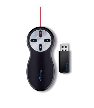 Kensington Presentador Inalambrico con Laser Rojo - Alcance de 20 Metros - Almacenamiento Interno USB - Negro