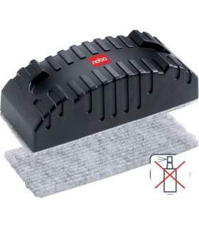 Nobo Borrador Magnetico para Pizarra Blanca - Borra en Seco - Elimina Residuos de Tinta y Suciedad - Color Negro