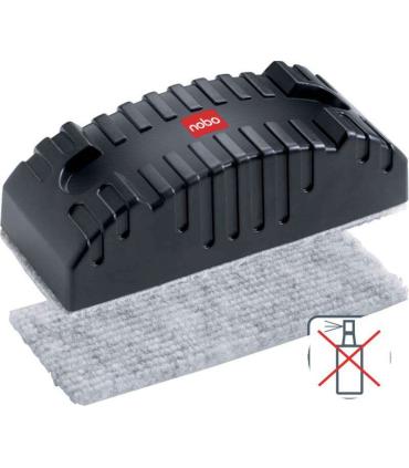 Nobo Borrador Magnetico para Pizarra Blanca - Borra en Seco - Elimina Residuos de Tinta y Suciedad - Color Negro