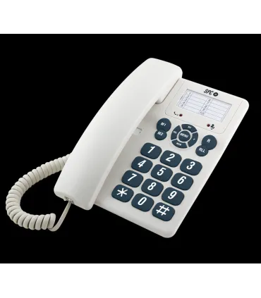 SPC Original Telefono Fijo Teclas Extragrandes - Diferentes Niveles de Timbre - 3 Memorias Directas - Para Mesa y Pared - Color.
