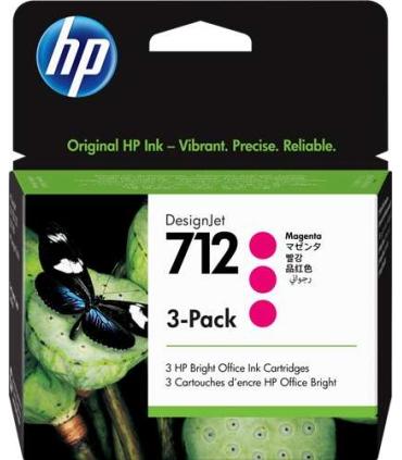 HP 712 Magenta Pack de 3 Cartuchos de Tinta Originales - 3ED78A