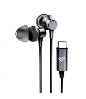 Energy Sistem Metallized Auriculares con cable Tipo C - Microfono - Controlador de 3 Botones - Funda de Transporte - Color Negro