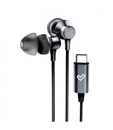 Energy Sistem Metallized Auriculares con cable Tipo C - Microfono - Controlador de 3 Botones - Funda de Transporte - Color Negro