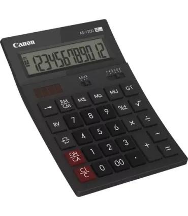 Canon AS-1200 Calculadora de Sobremesa con Pantalla LCD de 12 Digitos - Funciones de Calculo de Recargo (MU), Inversion (RV), Gr