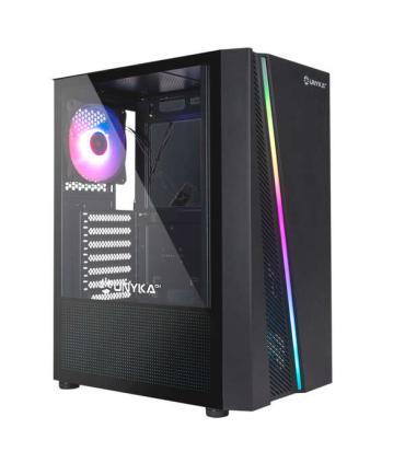 Unykach Glayze Caja Torre ATX - Iluminacion ARGB - Ventana Lateral Cristal Templado - USB-A 2.0/3.2 y Audio - 1 Ventilador 120mm