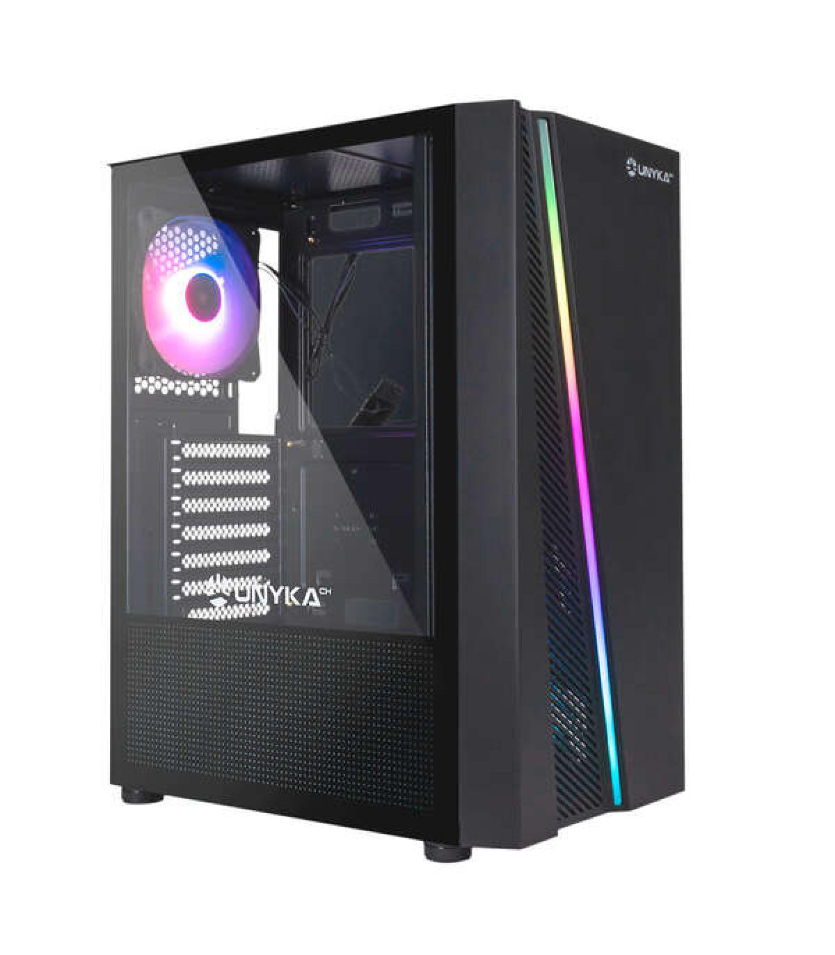 Unykach Glayze Caja Torre ATX - Iluminacion ARGB - Ventana Lateral Cristal Templado - USB-A 2.0/3.2 y Audio - 1 Ventilador 120mm