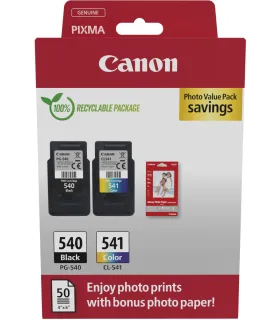 Canon PG-540/CL-541 Pack de 2 Cartuchos de Tinta Originales + 50 Hojas de Papel Fotografico - 5225B013