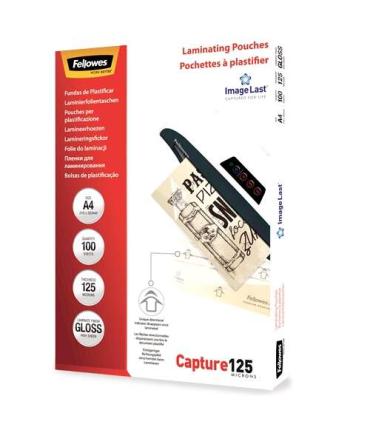 Fellowes Pack de 100 Fundas para Plastificar Brillo A4 - 125 Micras - Alta Calidad - Transparente