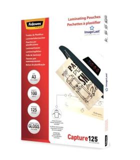 Fellowes Pack de 100 Fundas para Plastificar Brillo A3 - 125 Micras - Alta Calidad - Transparente