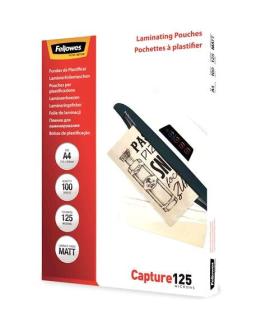 Fellowes Pack de 100 Fundas para Plastificar Mate A4 - 125 Micras - Transparente