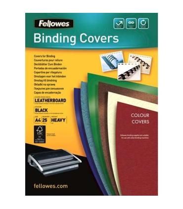 Fellowes Pack de 25 Portadas de Carton Simil Piel Delta Cuero A4 - 250 gr - Color Negro