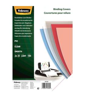 Fellowes Pack de 25 Portadas para Encuadernar de PVC A4 - 180 Micras - Muy Resistentes - Transparentes