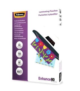 Fellowes Pack de 100 Fundas para Plastificar Mate A4 - 80 Micras - Alta Calidad - Transparente