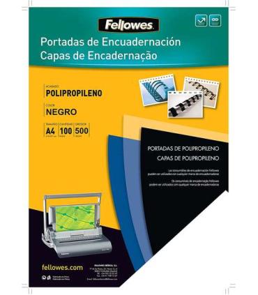 Fellowes Pack de 100 Portadas de Polipropileno A4 - 500 Micras - Acabado de Calidad - Color Negro