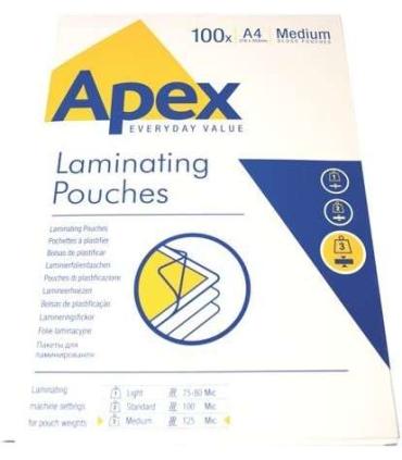 Fellowes Pack de 100 Fundas para Plastificar Brillo A4 - 125 Micras - Resistente al Agua - Transparente