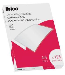 Ibico Mate A5 250 Micras Carteras de Plastificar - Superficie Mate - Plastifica Papel, Fotos, Tarjetas de Visita - Transparente