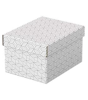 Esselte Pack de 3 Cajas Pequeñas de Almacenamiento con Tapa 200x150x255mm - Carton 100% Reciclado y Reciclable - Diseño Blanco..