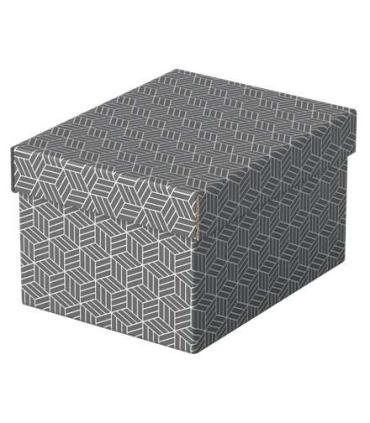 Esselte Pack de 3 Cajas Pequeñas de Almacenamiento con Tapa 200x150x255mm - Carton 100% Reciclado y Reciclable - Diseño Gris..