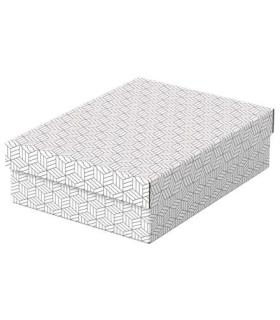 Esselte Pack de 3 Cajas Medianas de Almacenamiento con Tapa 265x100x360mm - Carton 100% Reciclado y Reciclable - Diseño Blanco..