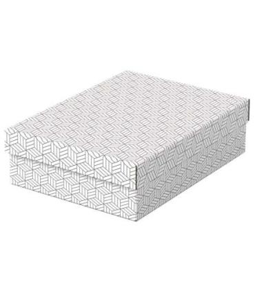 Esselte Pack de 3 Cajas Medianas de Almacenamiento con Tapa 265x100x360mm - Carton 100% Reciclado y Reciclable - Diseño Blanco..