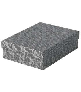 Esselte Pack de 3 Cajas Medianas de Almacenamiento con Tapa 265x100x360mm - Carton 100% Reciclado y Reciclable - Diseño Gris..