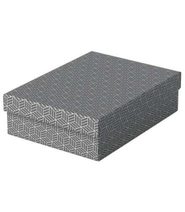 Esselte Pack de 3 Cajas Medianas de Almacenamiento con Tapa 265x100x360mm - Carton 100% Reciclado y Reciclable - Diseño Gris..