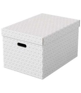 Esselte Pack de 3 Cajas Grandes de Almacenamiento con Tapa 355x305x510mm - Carton 100% Reciclado y Reciclable - Asas Integradas.
