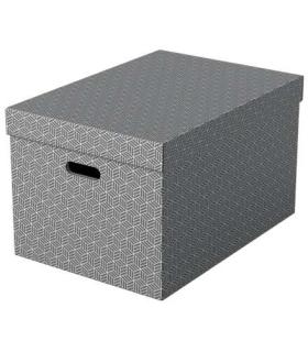Esselte Pack de 3 Cajas Grandes de Almacenamiento con Tapa 355x305x510mm - Carton 100% Reciclado y Reciclable - Asas Integradas.
