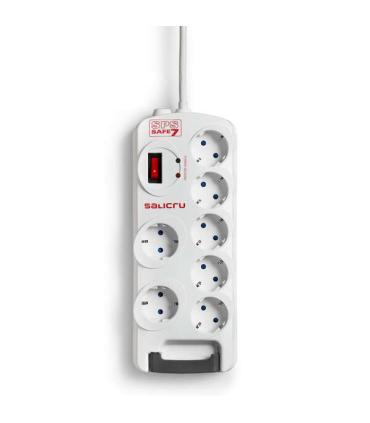 Salicru Regleta SPS SAFE 7 Protectores Electricos Activos de Ultima Generacion - 7 Tomas Schuko - Color Blanco