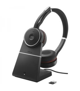 Jabra Evolve 75 SE UC Auriculares con Microfono Bluetooth Dual + Soporte de Carga USB-A Voz HD - Cancelacion de Ruido - Autonomi